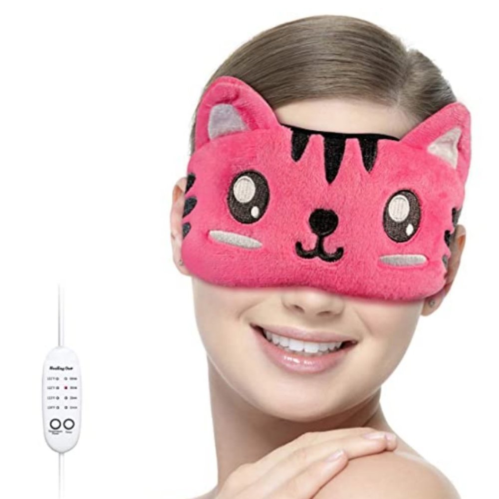 Cozy Pink Cat Heated Eye Mask for Relaxation & Sleep